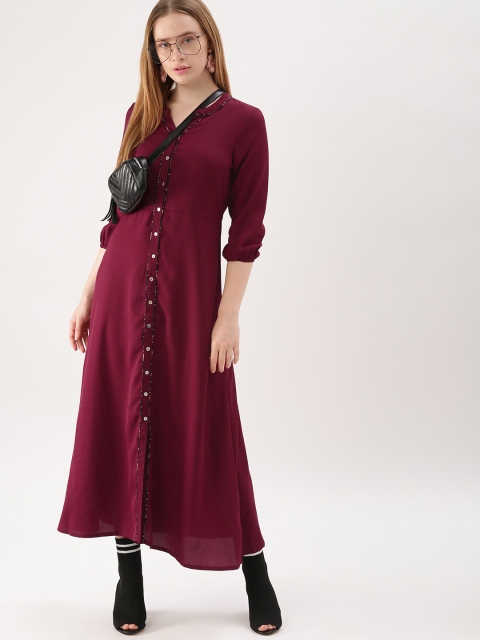 

DressBerry Women Maroon Solid Maxi Dress