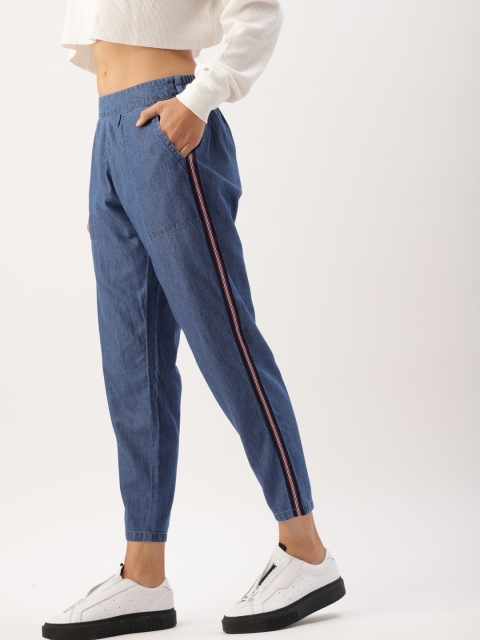

DressBerry Women Blue Solid Chambray Trousers