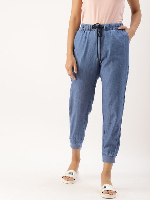 

DressBerry Women Blue Regular Fit Solid Cropped Joggers