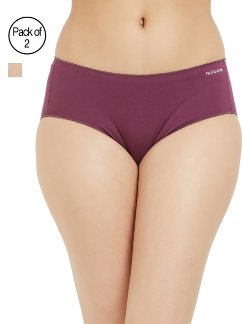 

Fruit of the Loom Women Pack of 2 Beige & Violet Solid Hipster Briefs FHPS04-2P-C6