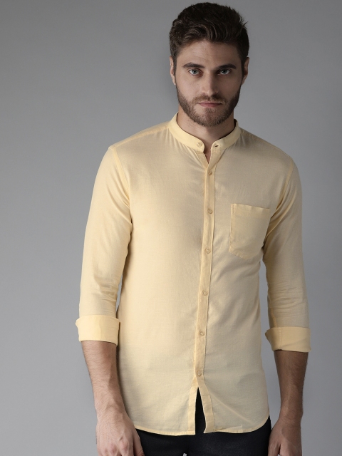 

DENNISON Men Yellow Classic Slim Fit Solid Casual Shirt