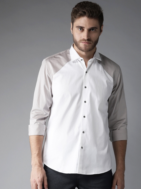 

DENNISON Men White Slim Fit Solid Casual Shirt