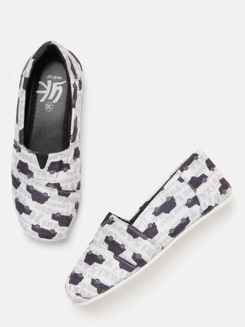 

YK Girls White & Black Printed Slip-On Sneakers