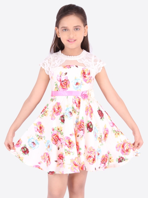 

CUTECUMBER Girls Multicoloured Printed Fit and Flare Dress, Multi