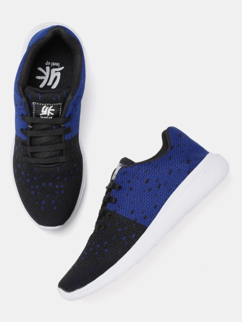 

YK Boys Black & Blue Colourblocked Woven Design Sneakers