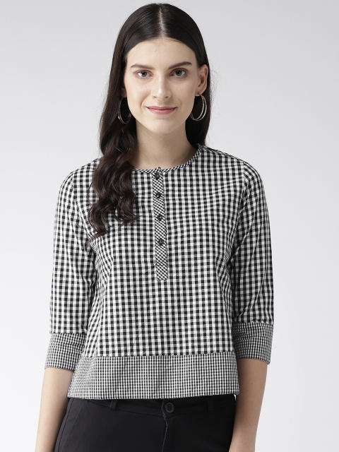 

Xpose Women Black & White Checked Top