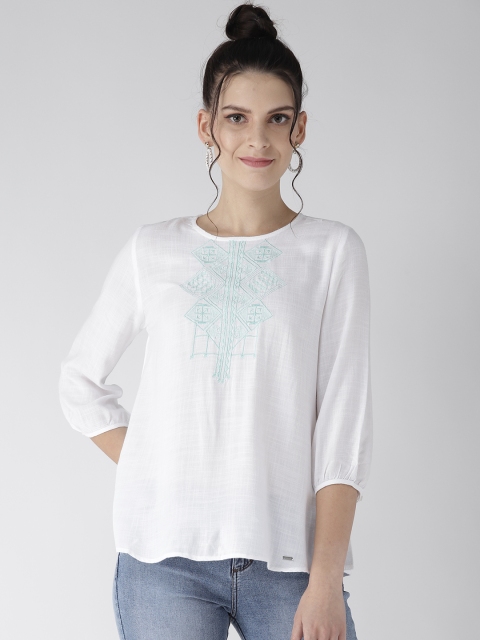 

Xpose Women White Embroidered Detail Top