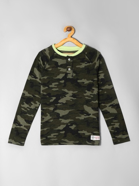 

GAP Boys Olive Green Colorblock Henley T-Shirt