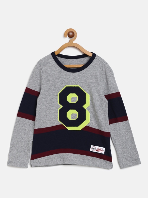 

GAP Boys Sleeve Mix-Stripe Long Sleeve TShirt, Grey melange