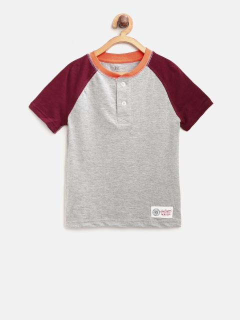 

GAP Boy Colorblock Henley T-Shirt, Grey