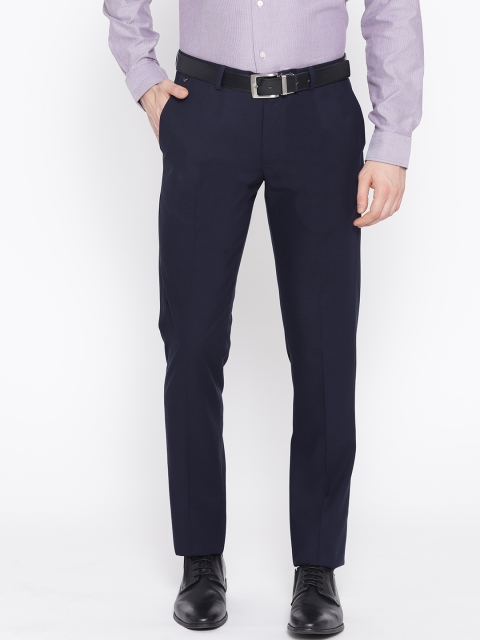 

Blackberrys Men Navy Blue Sharp Regular Fit Solid Formal Trousers