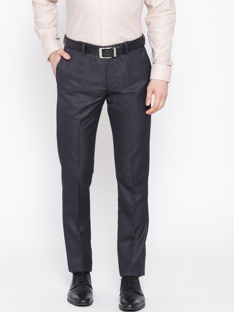

Blackberrys Men Navy Blue Sharp Regular Fit Solid Formal Trousers