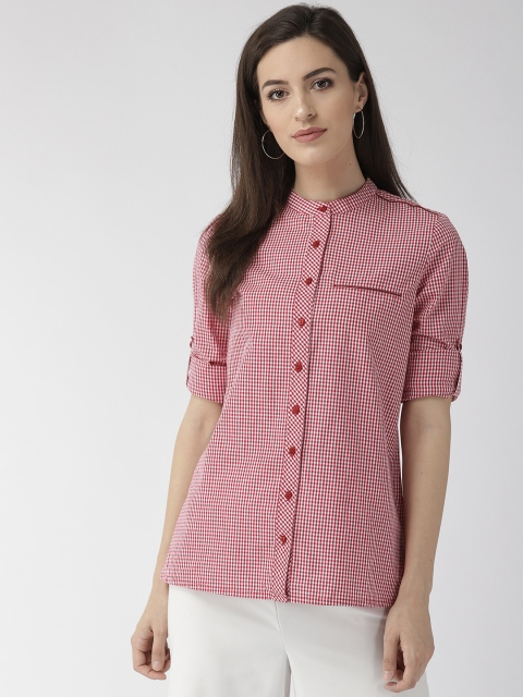 

Xpose Women Red & White Comfort Fit Checked Casual Shirt