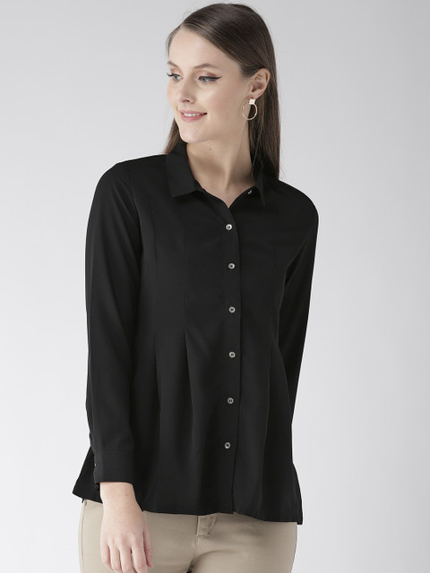 

Xpose Women Black Comfort Regular Fit Solid Casual Shirt
