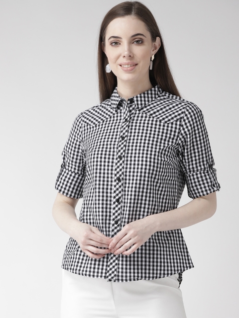 

Xpose Women Black & White Regular Fit Checked Casual Shirt