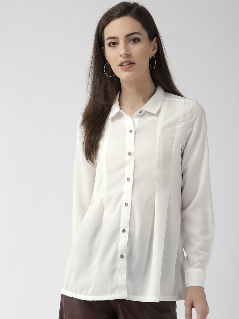 

Xpose Women White Comfort Regular Fit Solid Casual Shirt