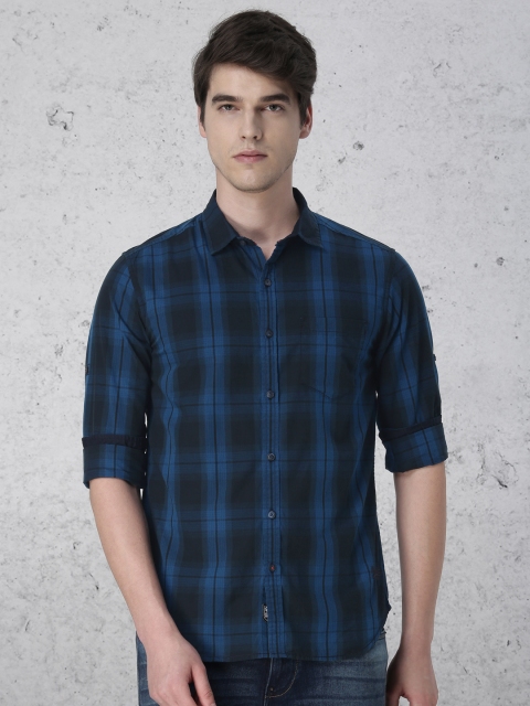 

Ecko Unltd Men Blue & Black Slim Fit Checked Casual Shirt
