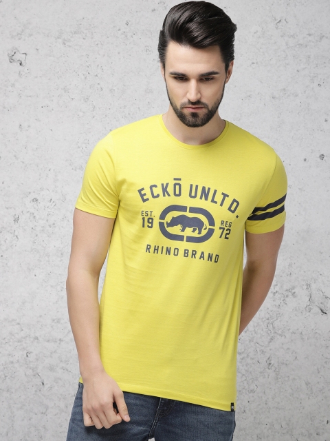 

Ecko Unltd Men Lime Green Printed Round Neck T-shirt