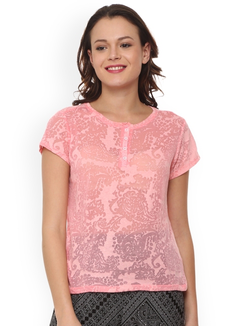 

People Women Pink Self Design Top