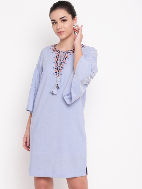 

NIZA Women Blue Solid Shift Dress