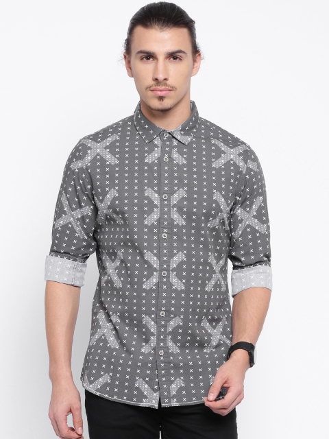 

United Colors of Benetton Grey Printed Casual Shirt