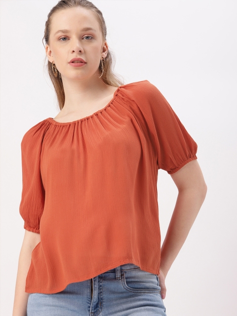 

DressBerry Women Rust Orange Solid Top