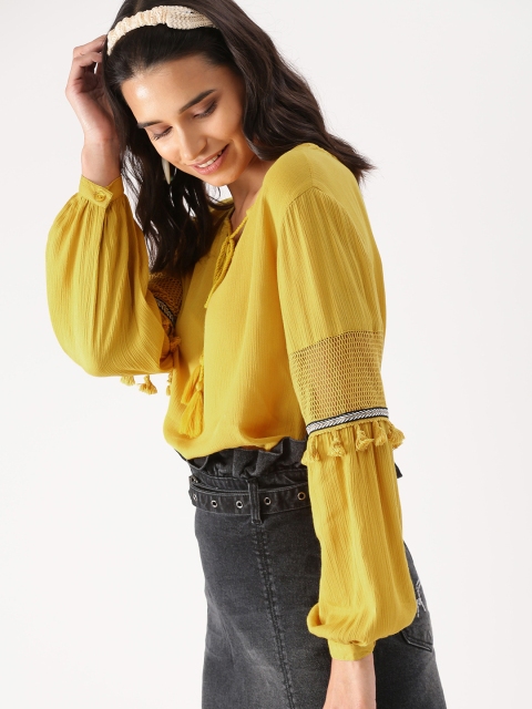 

DressBerry Women Yellow Solid Top