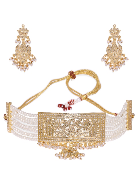 

AccessHer Gold-Plated and Pearl-Studded Jadau Choker Jewellery Set