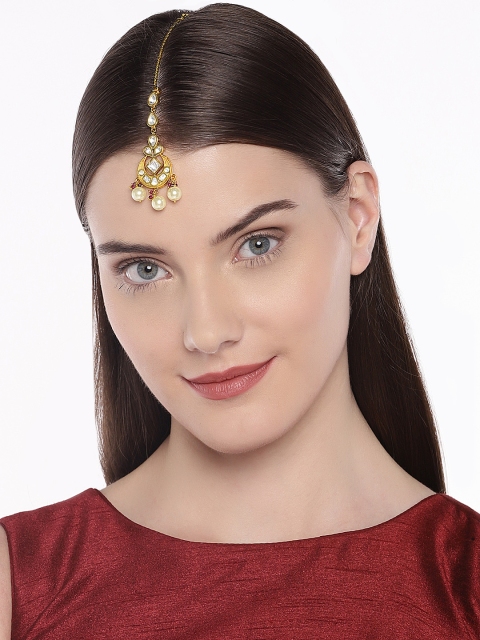 

AccessHer Gold-Plated Polki Embellised Jadau Maang Tikka