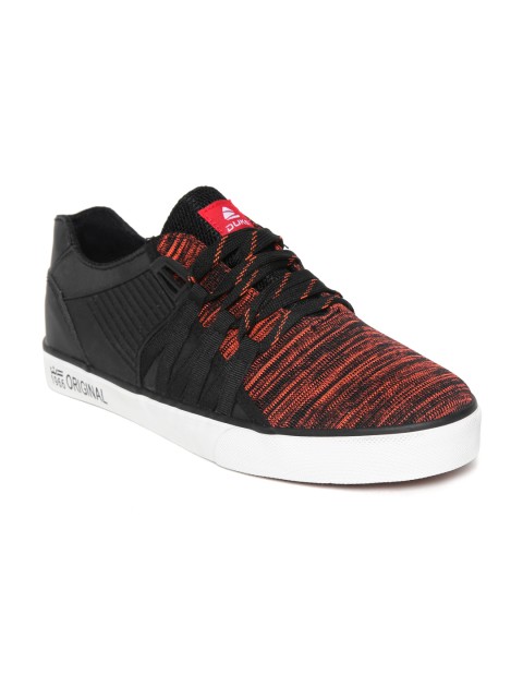 

Duke Men Black & Orange Woven Design Sneakers