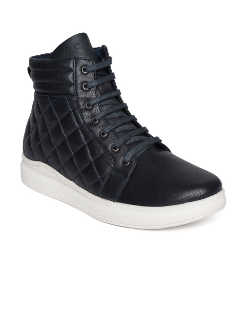 

Duke Men Navy Blue Quilted Mid-Top Sneakers