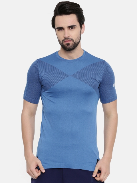

ASICS Men Blue Self Design Seamless Round Neck Training T-shirt