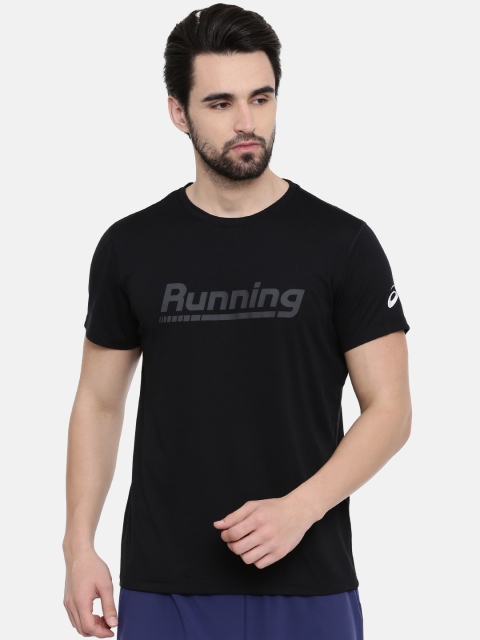 

ASICS Men Black Printed Graphic Ss Round Neck Running T-shirt