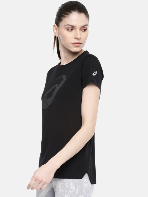 

ASICS Women Black & Grey Printed Round Neck T-shirt