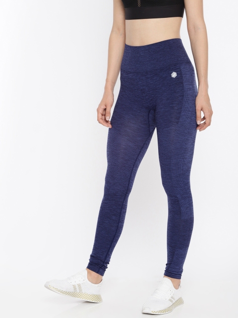 

ASICS Women Navy Blue Self Design Regular Fit Cropped Tights