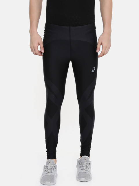 

ASICS Men Black Printed Finish Advantage Quick-Dry Running Tights