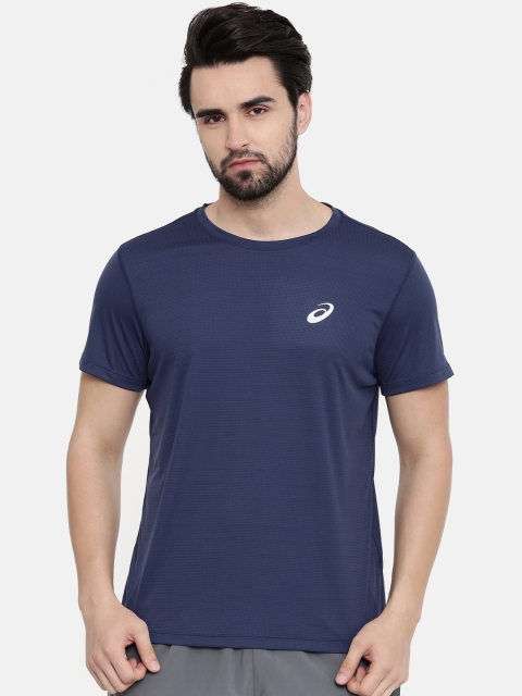 

ASICS Men Blue Self Design Round Neck Running T-shirt