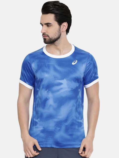 

ASICS Men Blue Printed Round Neck Club Graphic Ss T-shirt