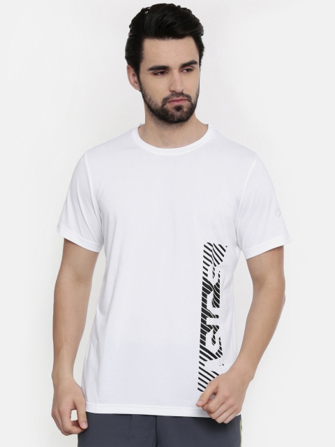 

ASICS Men White & Black Printed Round Neck Sd Gpx Ss T-shirt