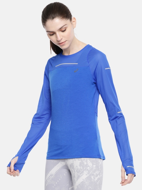 

ASICS Women Blue Solid Lite-Show Long Sleeve D1 Running T-shirt