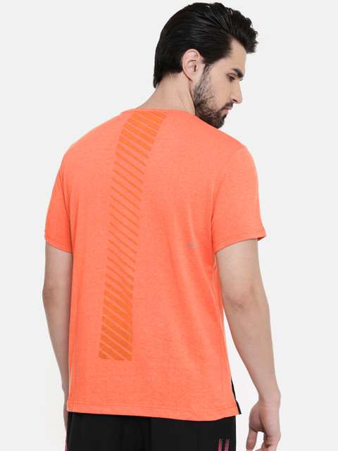 

ASICS Men Orange Printed Round Neck Gel-Cool 2 Ss T-shirt