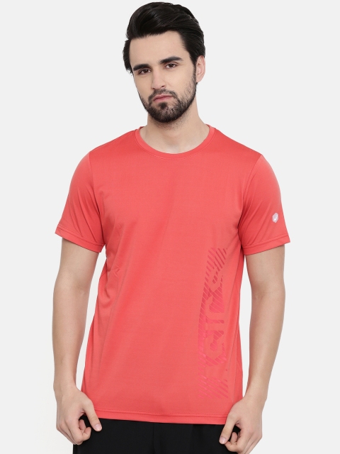 

ASICS Men Coral Red Printed Round Neck Sd Gpx Ss T-shirt