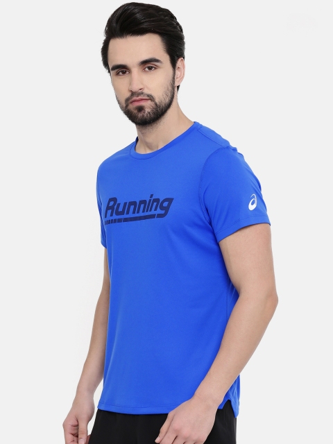 

ASICS Men Blue Printed Graphic Ss Round Neck Running T-shirt