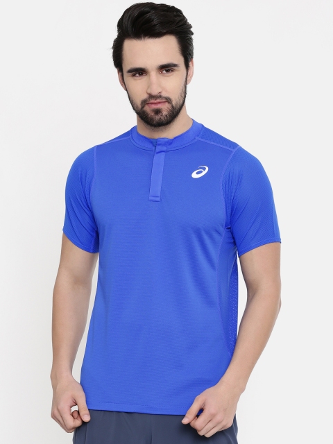 

ASICS Men Blue Solid Round Neck Gel-Cool T-shirt