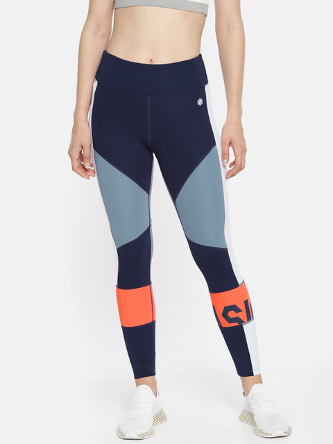 

ASICS Women Navy Blue & Orange Printed Tights