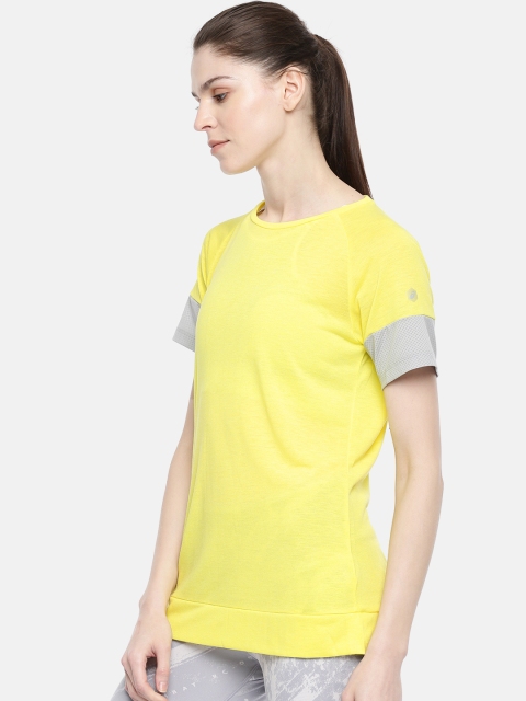 

ASICS Women Yellow Solid Round Neck T-shirt