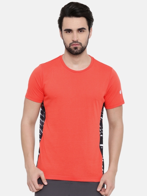 

ASICS Men Rust Red Solid Power Ss Round Neck T-shirt