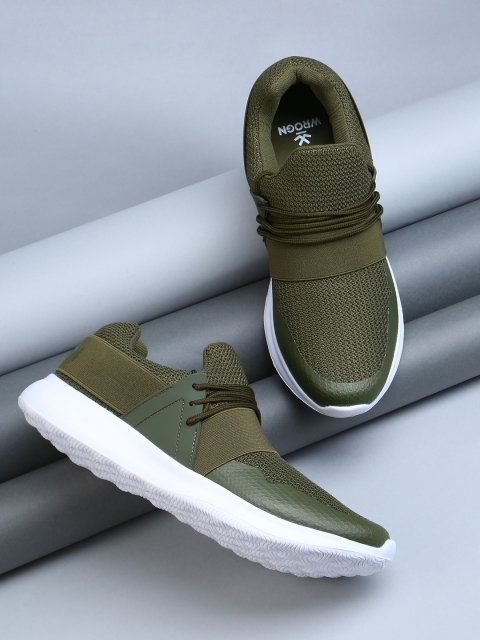 

WROGN Men Olive green Solid Sneakers