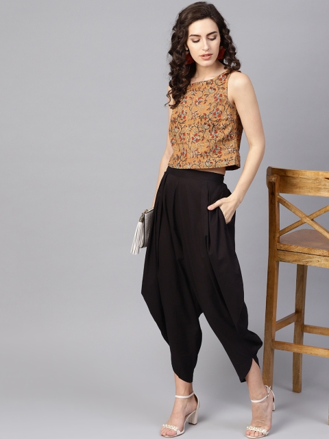 

Jaipur Kurti Women Black Flared Solid Dhoti Pants