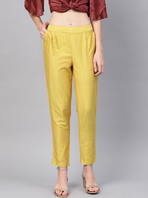 

Jaipur Kurti Women Mustard Yellow Regular Fit Solid Trousers